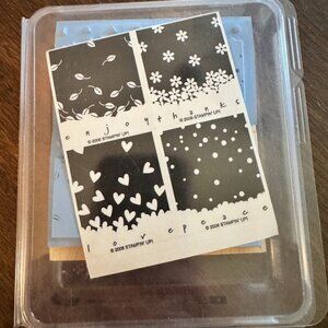 Stampin Up  Gently Falling 2006 Wooden Rubber Stamp Set of 4 NEW heart leafs